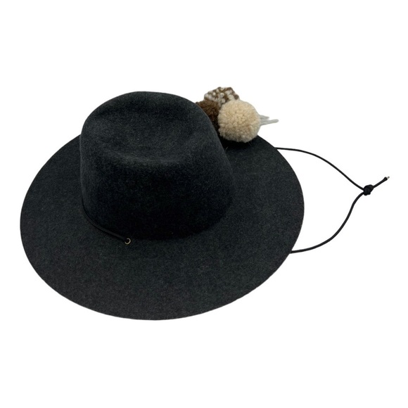 WESTERLIND Wool Felt Hat With Cord & Pom Poms Gray